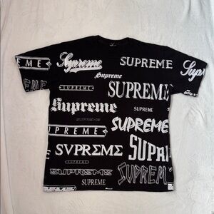 Supreme Black and White Graphic Spellout T-Shirt